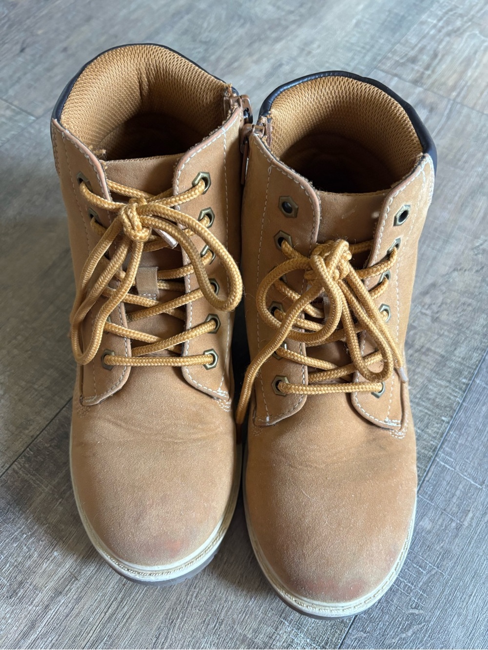 Thereabouts Luke flat heel little boys size 2 hiking construction lace up boots - Picture 8 of 13
